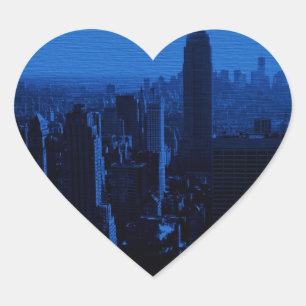 Blue New York City Night Heart Sticker