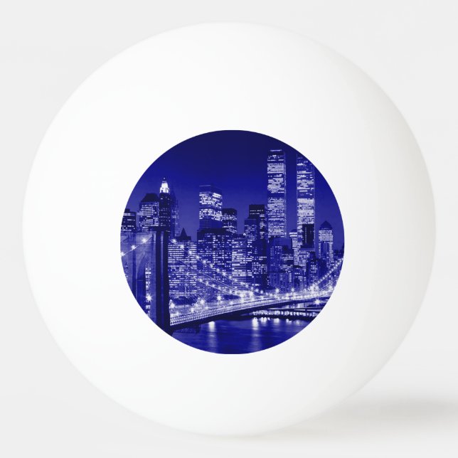 Blue New York City Night Ping Pong Ball (Front)
