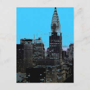 Blue New York City Night Postcard