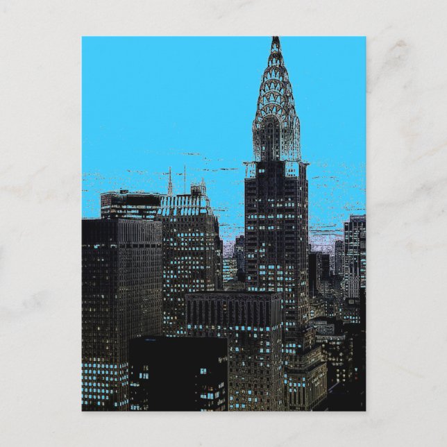 Blue New York City Night Postcard (Front)