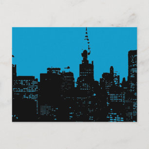 Blue New York City Night Postcard