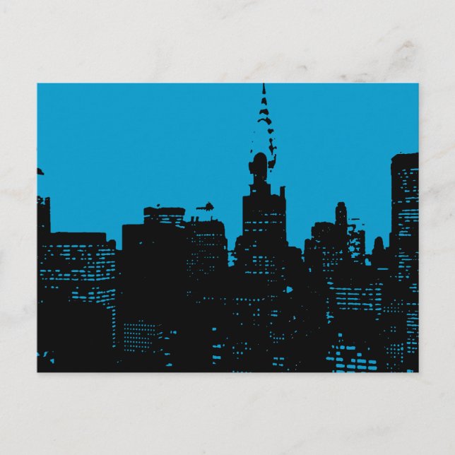 Blue New York City Night Postcard (Front)