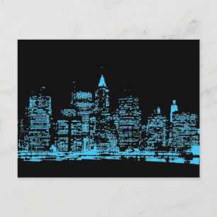 Blue New York City Night Postcard