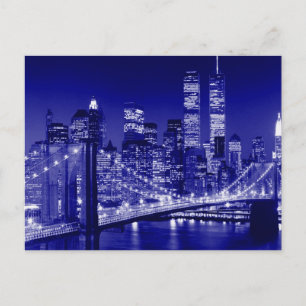 Blue New York City Night Postcard