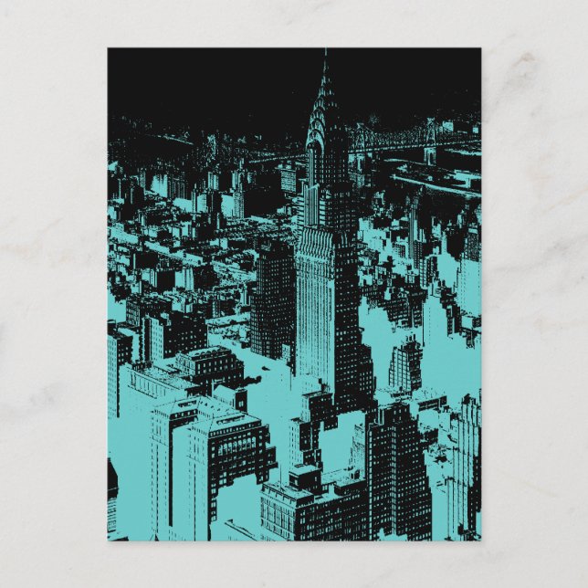 Blue New York City Night Postcard (Front)