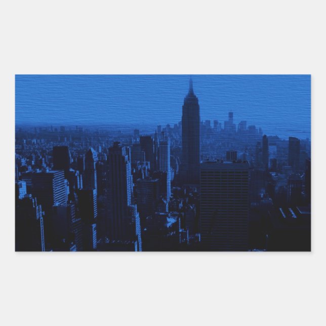 Blue New York City Night Rectangular Sticker (Front)