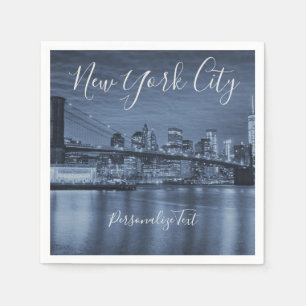 Blue New York City Personalise Text Napkin