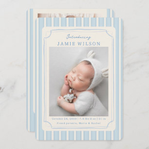 Blue Newborn Birth Photo Collage Baby Boy  Announcement
