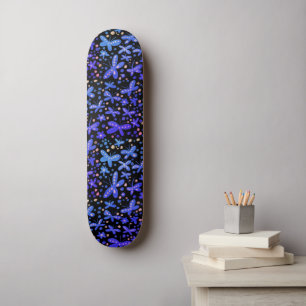 Blue Night Butterflies  Skateboard