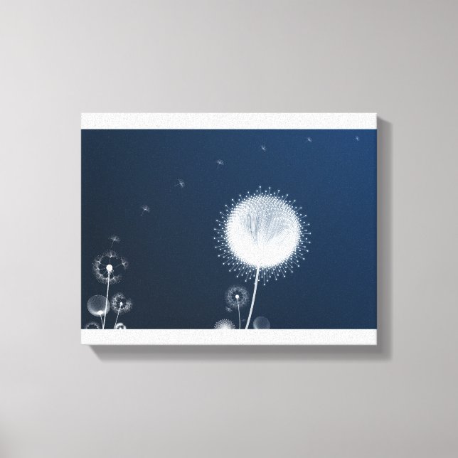 Blue Night Dandelion Canvas Wall Art - Starry Nigh (Front)