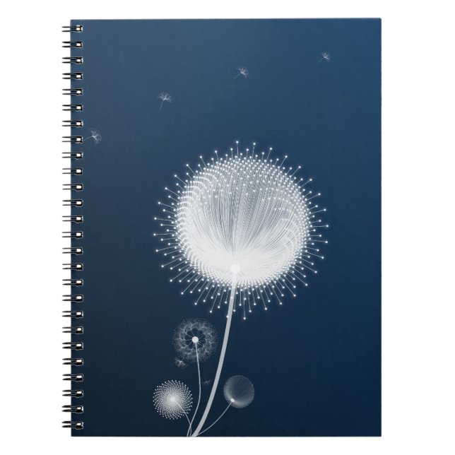 Blue Night Dandelion Canvas Wall Art- Starry Night Notebook (Front)