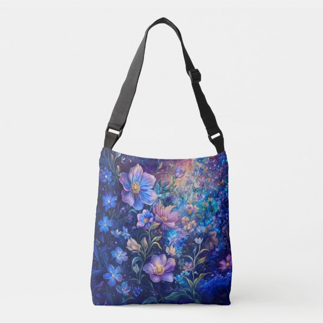Blue Night Flowers Tote Bag  (Front)