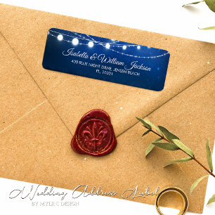 Blue Night & Silver String Lights Wedding Address