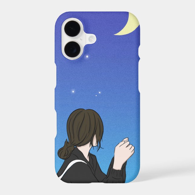 Blue Night Sky Anime Girl iPhone Case (Back)