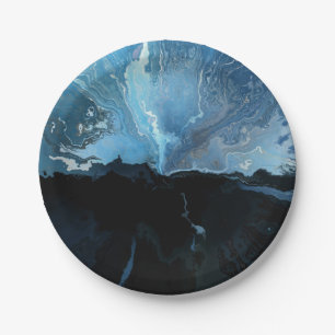 Blue Night Sky Galaxy Paper Plate