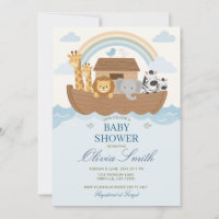 Blue Noah's Ark Rainbow Baby Shower Bible Story