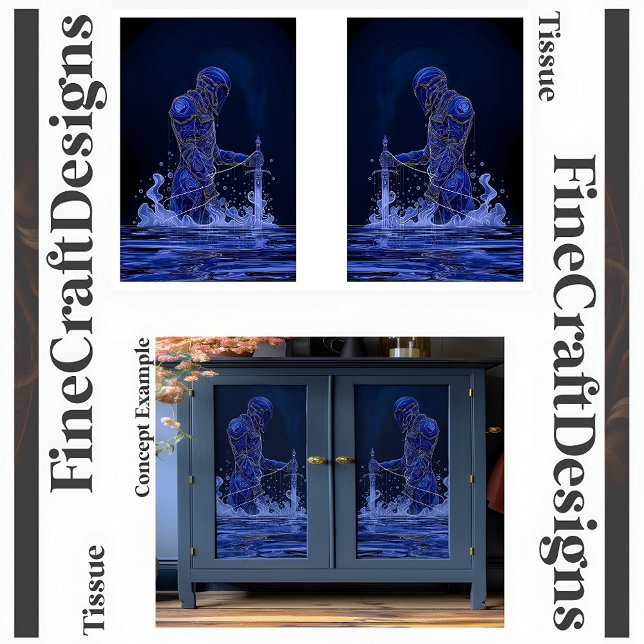 Blue Noble Knight With Sword Decoupage R&L 150 Tissue Paper (Creator Uploaded)