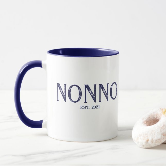 Blue Nonno Year Established Mug (With Donut)