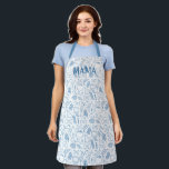Blue Noodle Doodles Pasta Chef Adult Apron<br><div class="desc">This darling pasta print makes such a sweet apron to match your little helper! Design features pasta shapes and sauce ingredients doodled in a French blue. The standard personalisation on this piece is subtle, using a similar blue to the doodles. Makes a great Christmas or Hanukkah gift for the chef...</div>