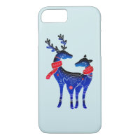 Blue Nordic Christmas Reindeer Pair