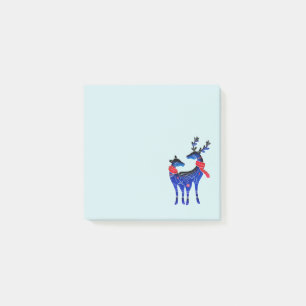Blue Nordic Christmas Reindeer Pair Post-it Notes