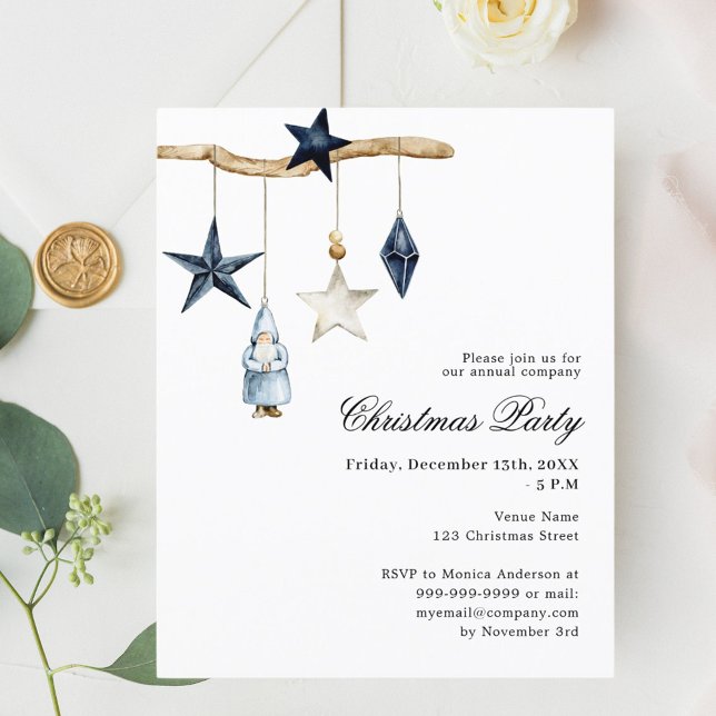 Blue nordic company Christmas Party invitation (Creator Uploaded)
