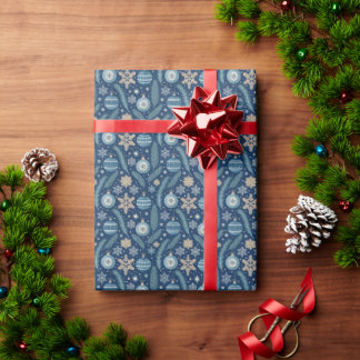 Blue Nordic Holiday Christmas Wrapping Paper