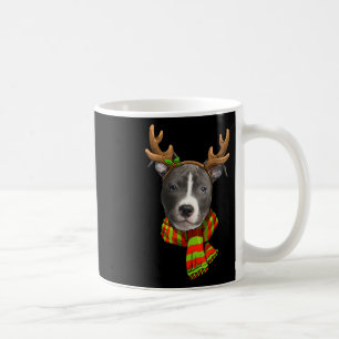 Blue Nose Pitbull Christmas Reindeer Pet Dog Lover Coffee Mug