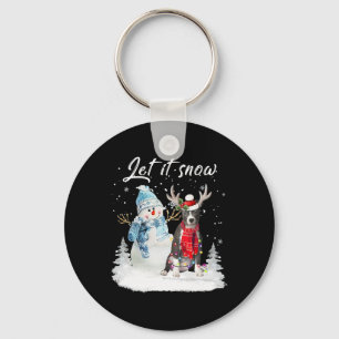 Blue Nose Pitbull Santa Dog Christmas Snowman Xmas Key Ring