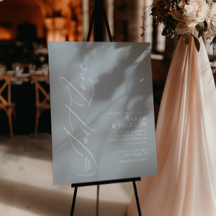 Blue Nothing Fancy Just Love Wedding Welcome Poster