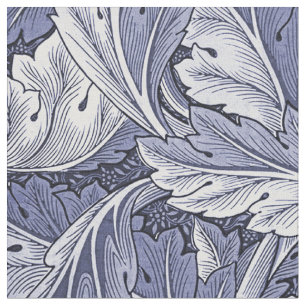 Blue Nouveau Acanthus Leaf Pattern Fabric