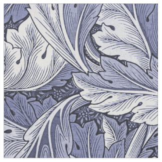 Blue Nouveau Acanthus Leaf Pattern Fabric