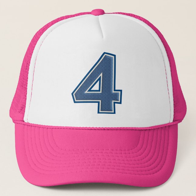 Blue Number 4 Trucker Hat (Front)
