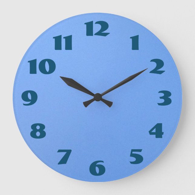 Blue Numbers Blue Background Large Clock (Front)