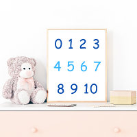 Blue Numbers Zero to Ten 0 to 10 Teacher Kids Room