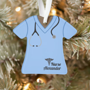 Blue Nurse Scrubs Personalised Ornament