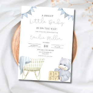 Blue Nursery Baby Crib Baby Shower Baby Boy Shower Invitation