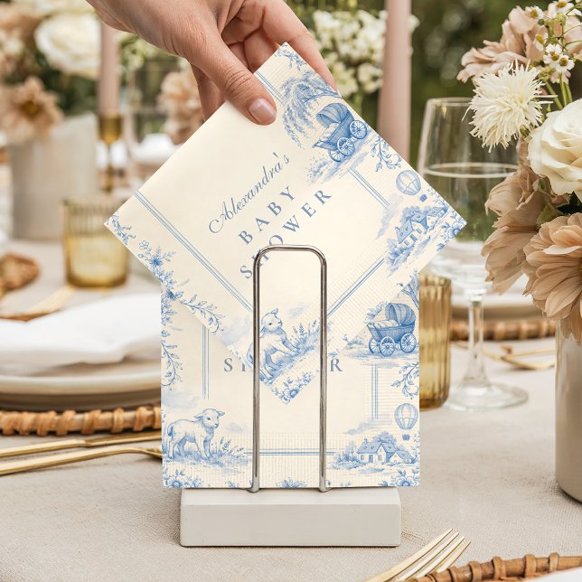 Blue Nursery Toile Baby Shower Napkin (Creator Uploaded)