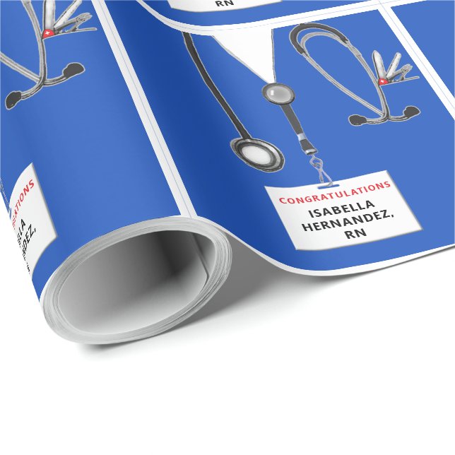 Blue Nursing School Grad Wrapping Paper (Roll Corner)