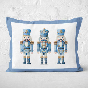 Blue Nutcracker Ballet Christmas Festive Holiday Decorative Cushion