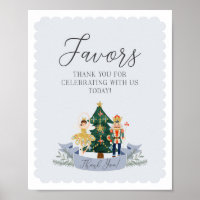 blue nutcracker christmas baby shower favours sign