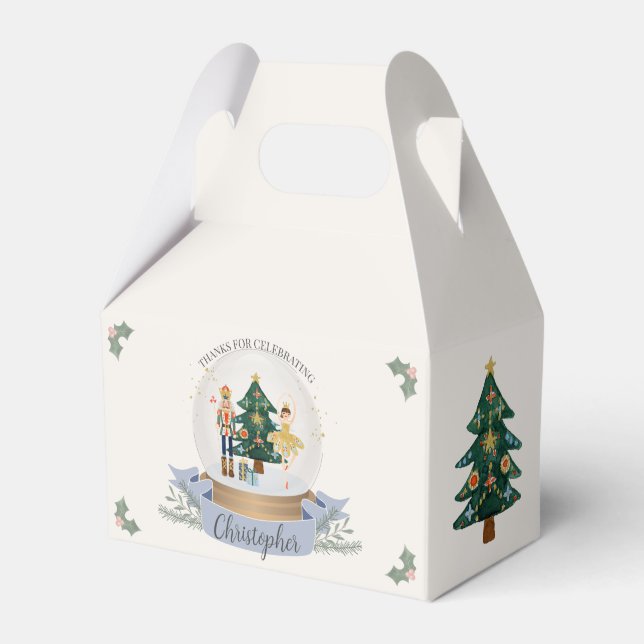 Blue Nutcracker Christmas Birthday Party boy Favour Box (Front Side)
