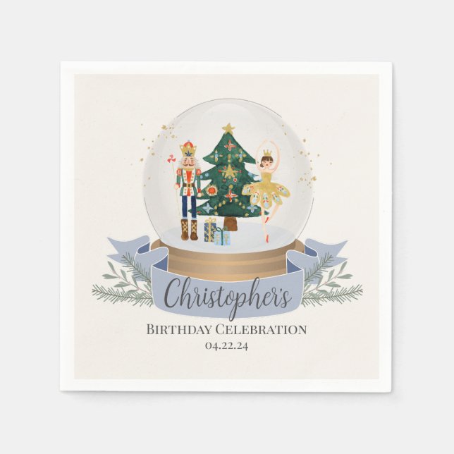 blue nutcracker christmas birthday party tableware napkin (Front)