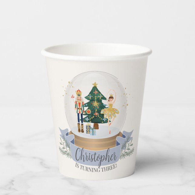 blue nutcracker christmas birthday party tableware paper cups (Front)