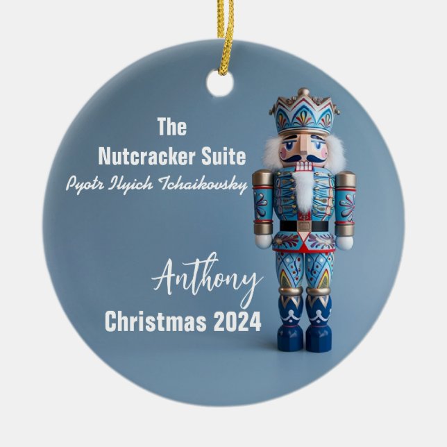 Blue Nutcracker Personalised Ornament (Front)