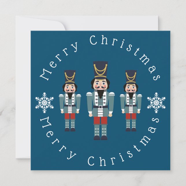 Blue Nutcrackers Personalise Thank You Card (Front)