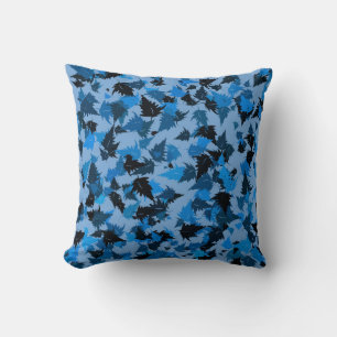 Blue Oak Leaves Cushion