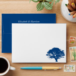 Blue Oak Tree, Rustic & Minimalistic Wedding Envelope