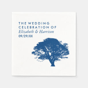 Blue Oak Tree, Rustic & Minimalistic Wedding Napkin