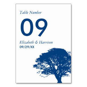 Blue Oak Tree, Rustic & Minimalistic Wedding Table Number